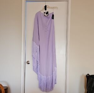 Asymmetrical Lavender Dress with Fringe